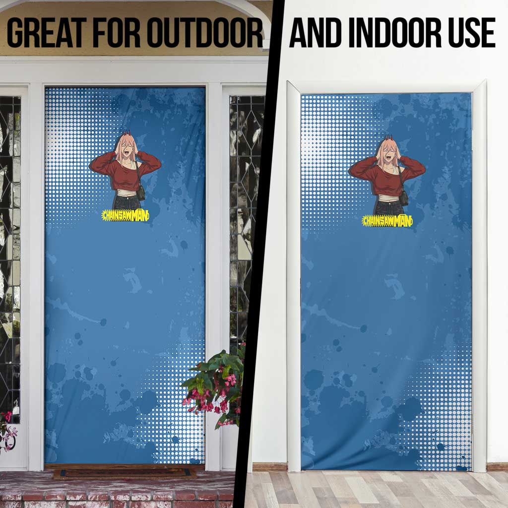 Power Chainsaw Man in Street Chic Door Cover Bold Blue Anime Aesthetic with Power