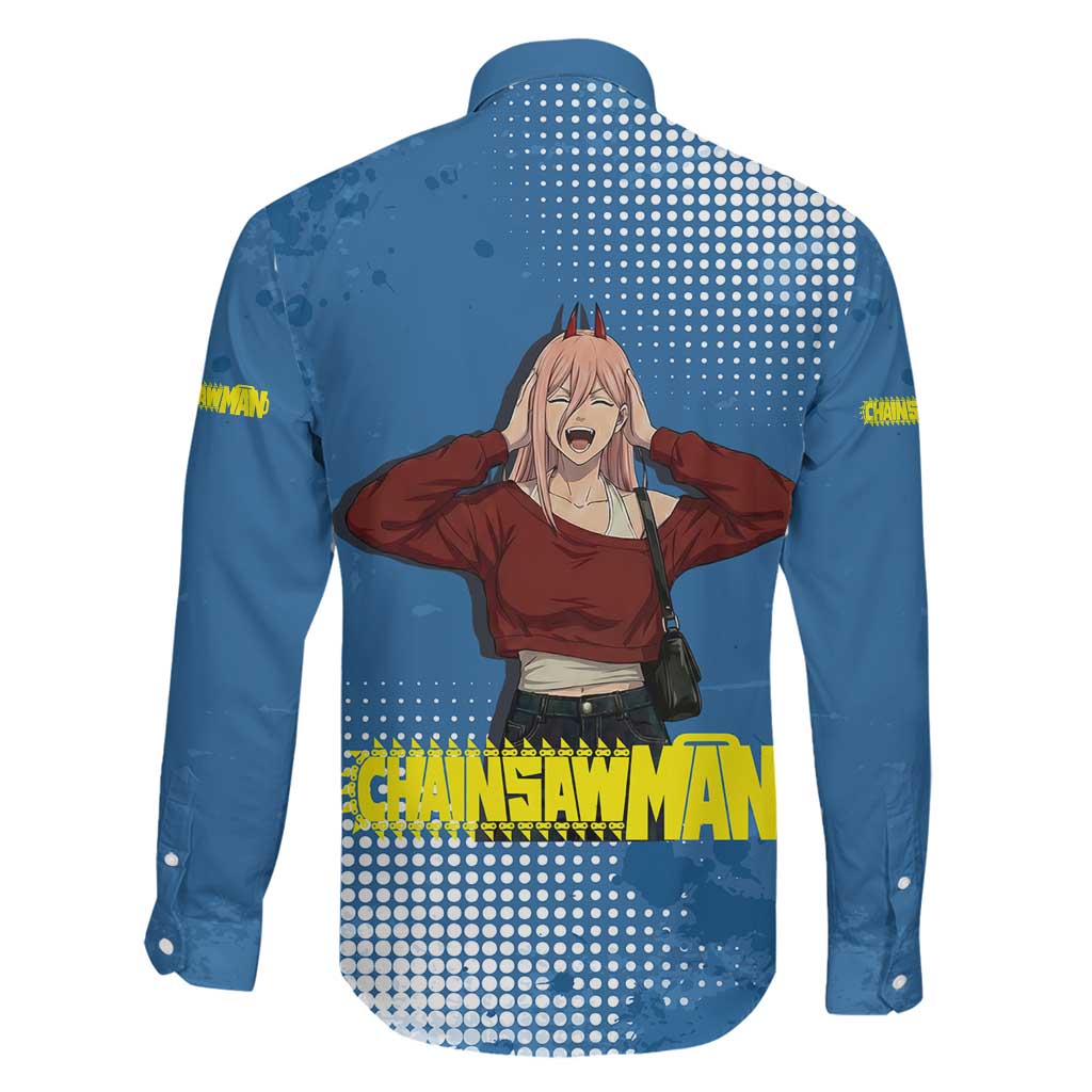 Power Chainsaw Man in Street Chic Family Matching Summer Maxi Dress and Hawaiian Shirt Bold Blue Anime Aesthetic with Power