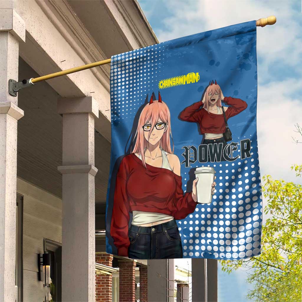 Power Chainsaw Man in Street Chic Garden Flag Bold Blue Anime Aesthetic with Power