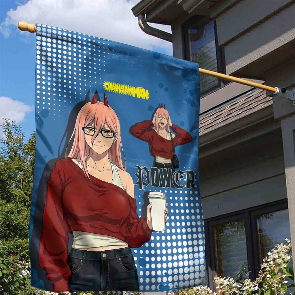 Power Chainsaw Man in Street Chic Garden Flag Bold Blue Anime Aesthetic with Power