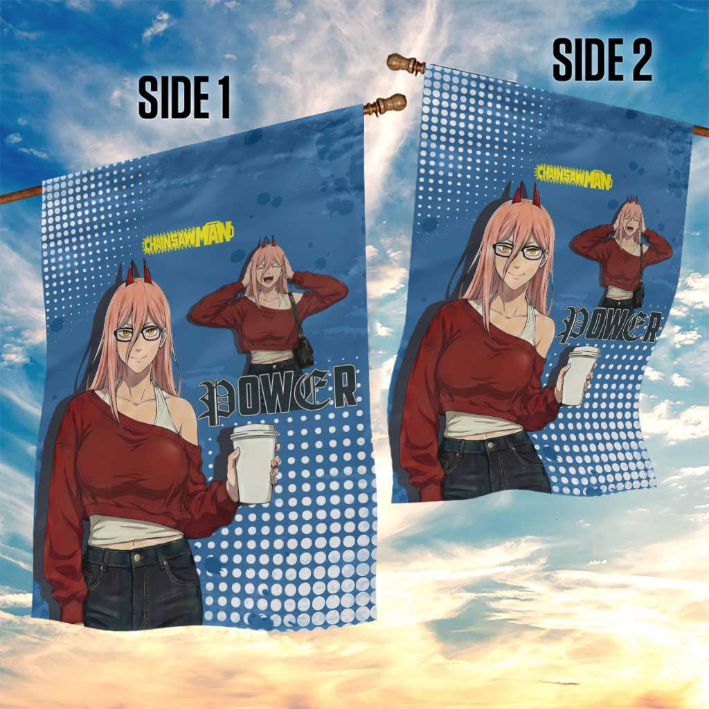 Power Chainsaw Man in Street Chic Garden Flag Bold Blue Anime Aesthetic with Power