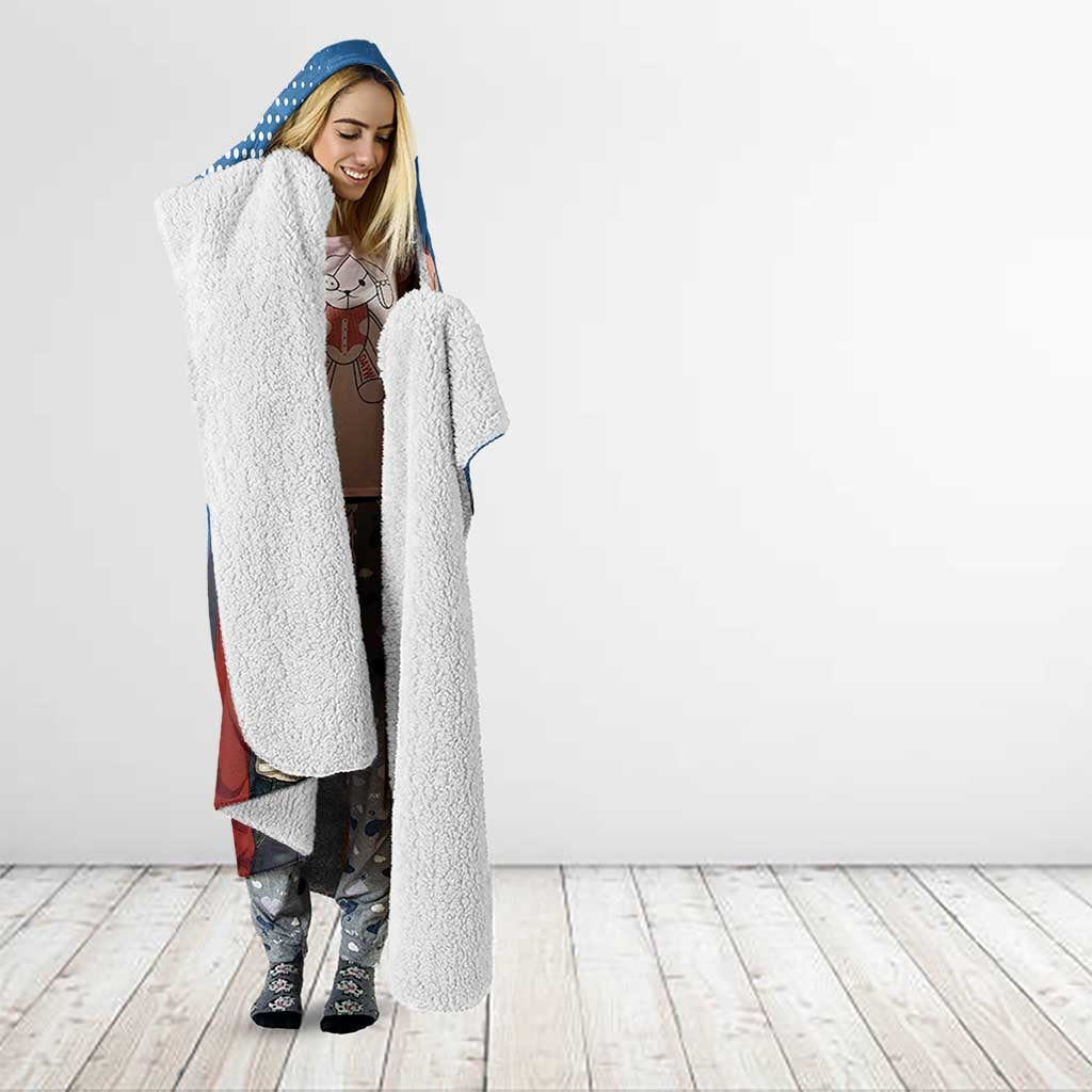 Power Chainsaw Man in Street Chic Hooded Blanket Bold Blue Anime Aesthetic with Power