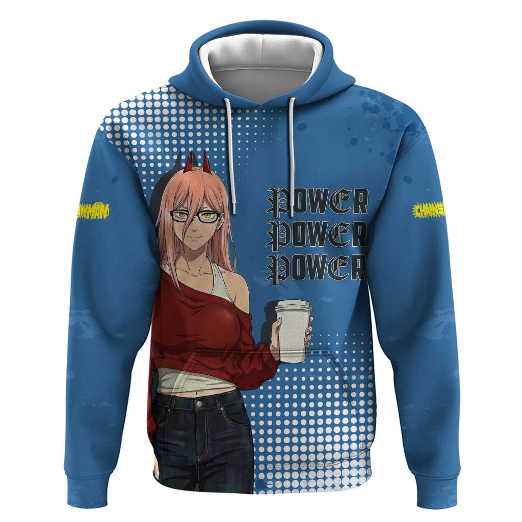 Power Chainsaw Man in Street Chic Hoodie Bold Blue Anime Aesthetic with Power