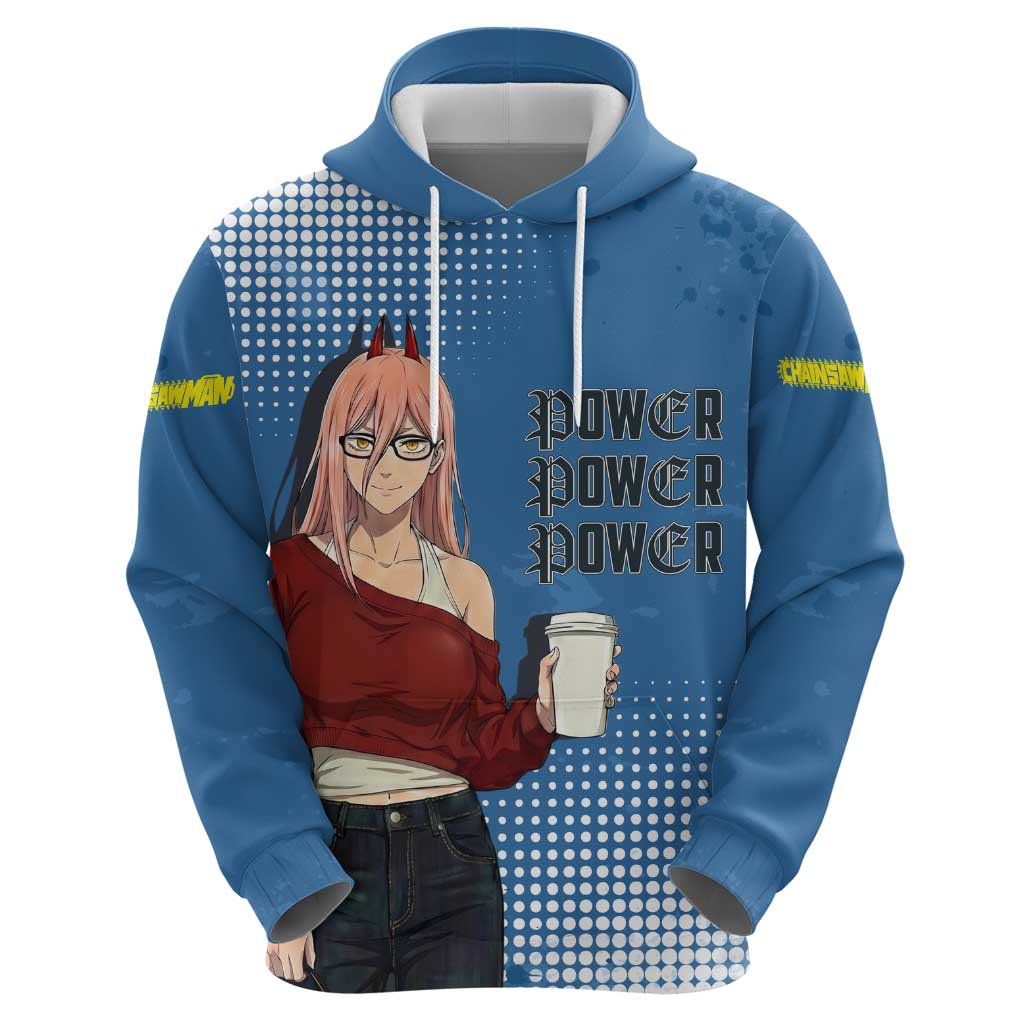 Power Chainsaw Man in Street Chic Hoodie Bold Blue Anime Aesthetic with Power