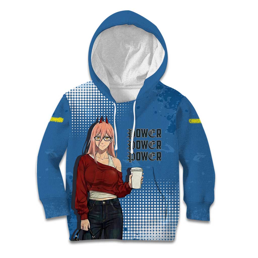 Power Chainsaw Man in Street Chic Kid Hoodie Bold Blue Anime Aesthetic with Power