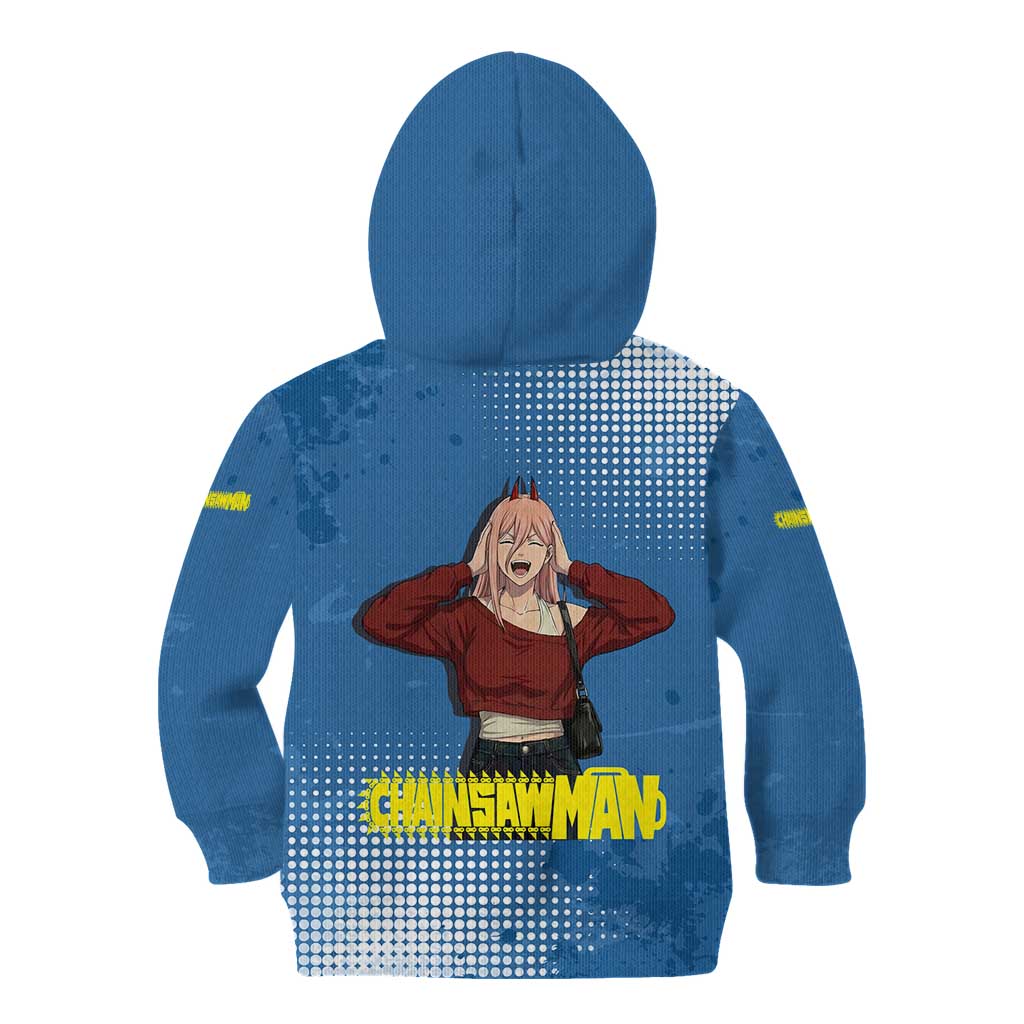 Power Chainsaw Man in Street Chic Kid Hoodie Bold Blue Anime Aesthetic with Power