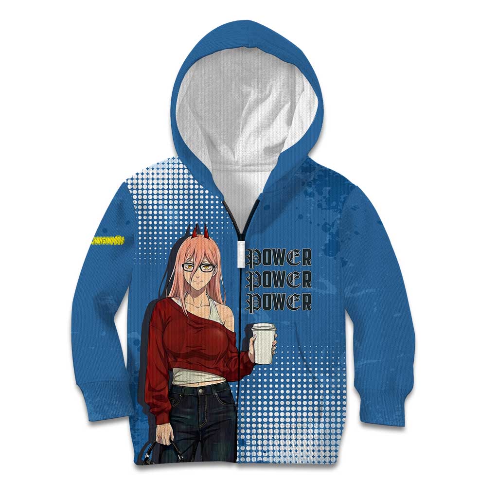 Power Chainsaw Man in Street Chic Kid Hoodie Bold Blue Anime Aesthetic with Power