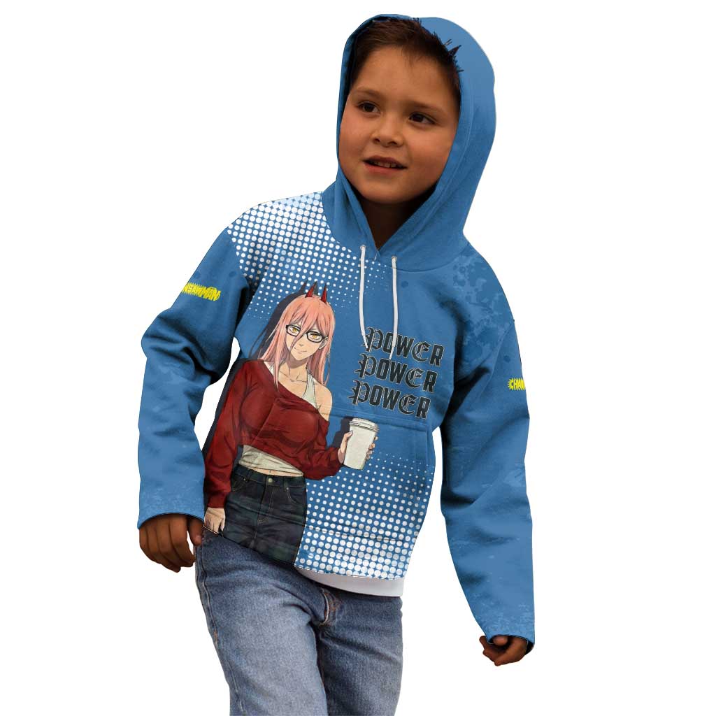 Power Chainsaw Man in Street Chic Kid Hoodie Bold Blue Anime Aesthetic with Power