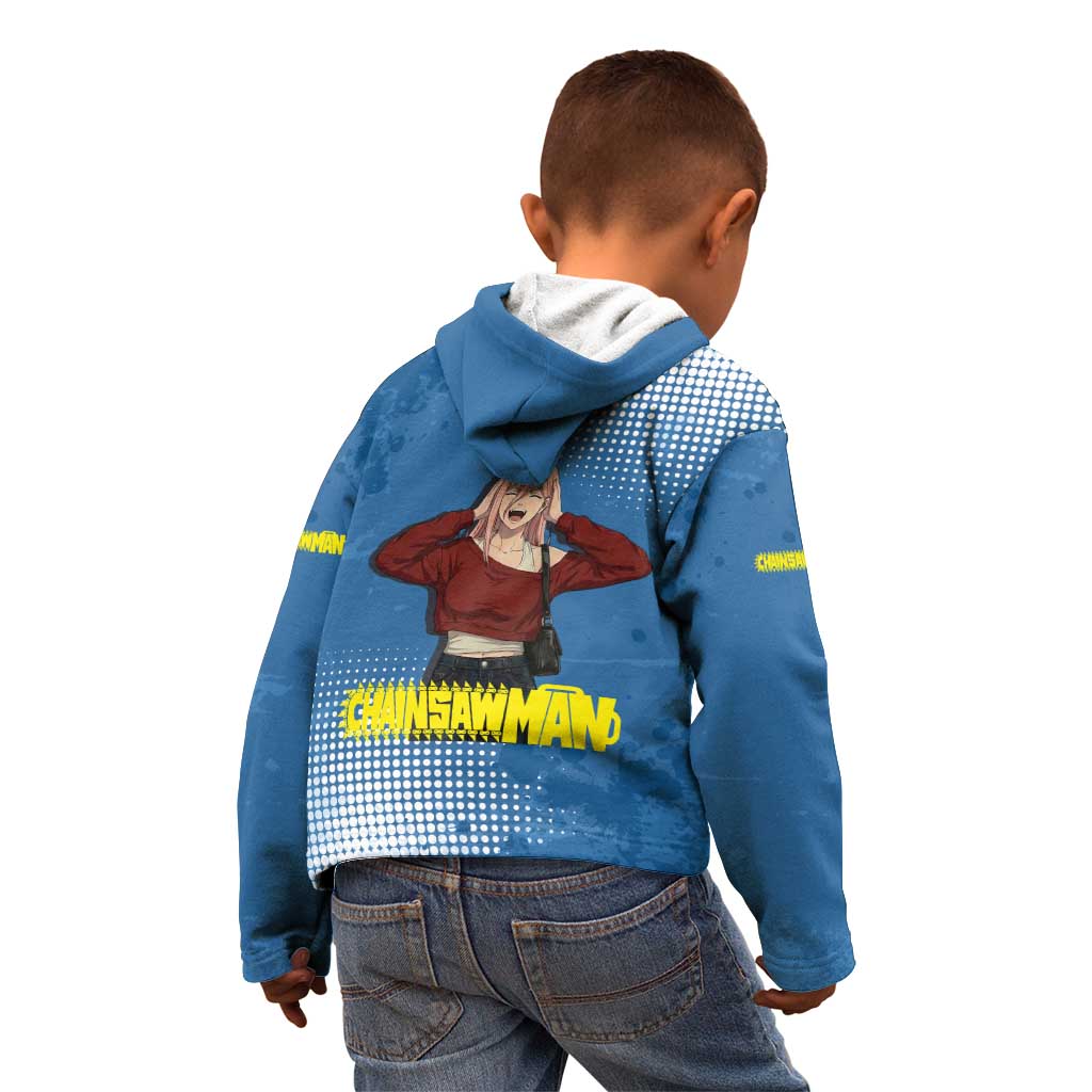 Power Chainsaw Man in Street Chic Kid Hoodie Bold Blue Anime Aesthetic with Power