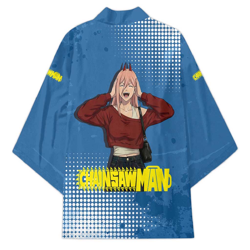 Power Chainsaw Man in Street Chic Kimono Bold Blue Anime Aesthetic with Power