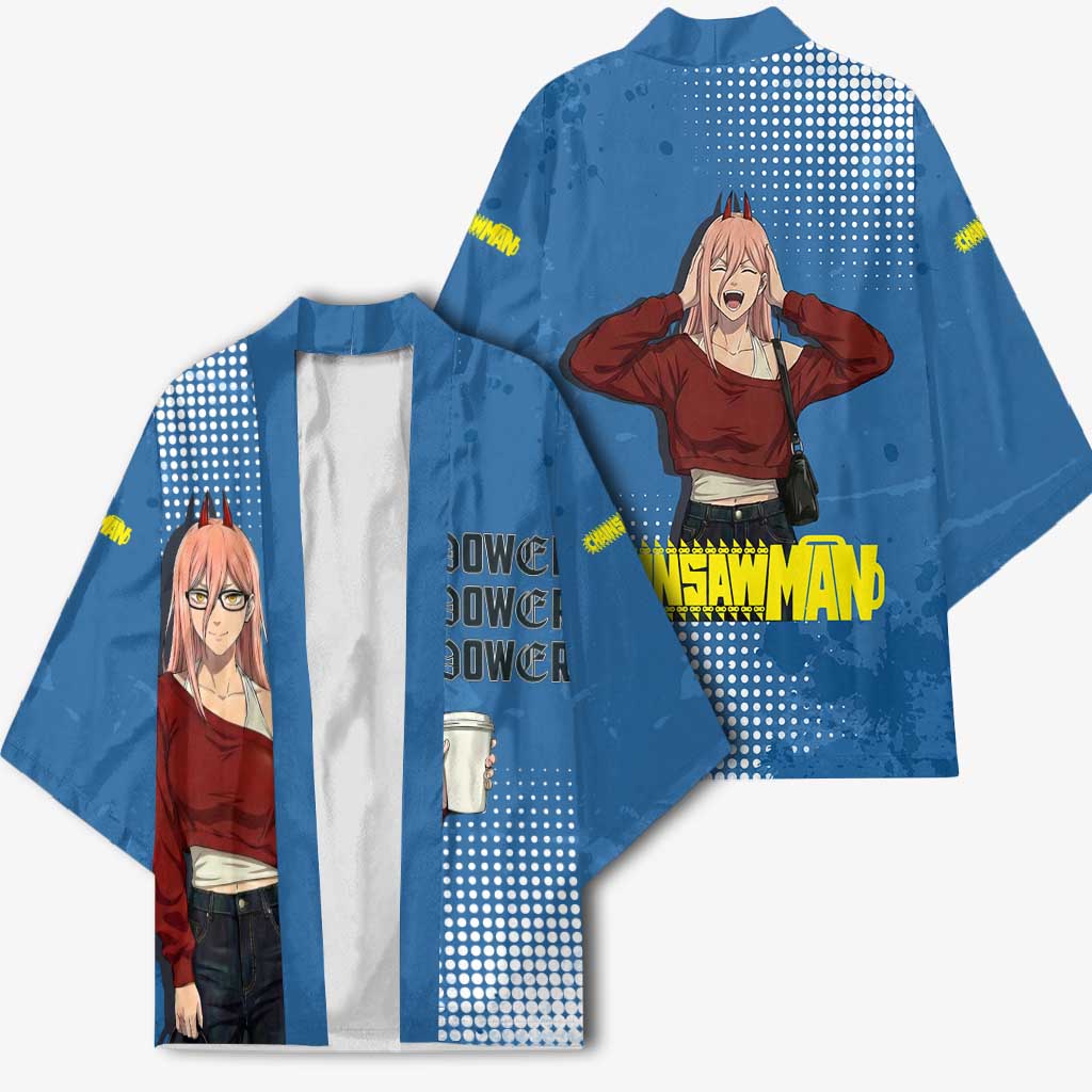 Power Chainsaw Man in Street Chic Kimono Bold Blue Anime Aesthetic with Power