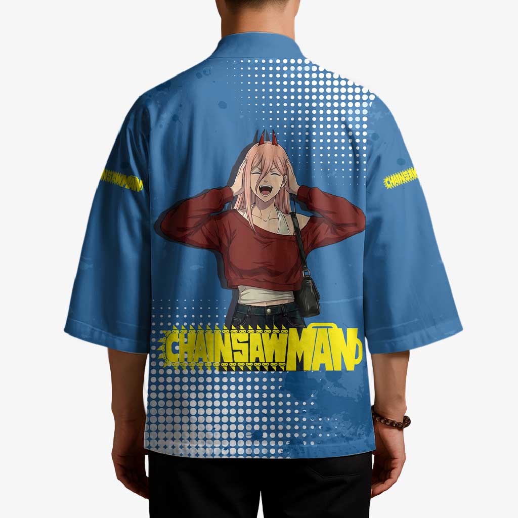 Power Chainsaw Man in Street Chic Kimono Bold Blue Anime Aesthetic with Power