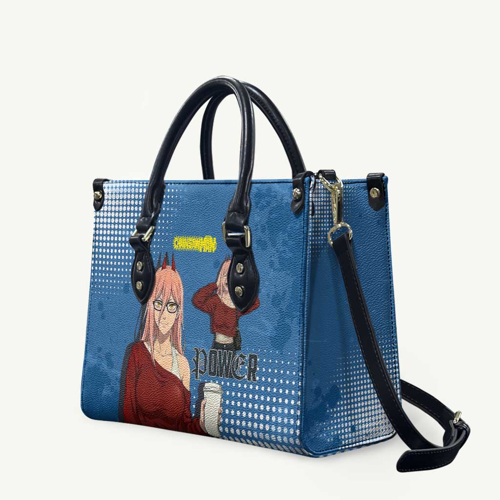 Power Chainsaw Man in Street Chic Leather Bag Bold Blue Anime Aesthetic with Power