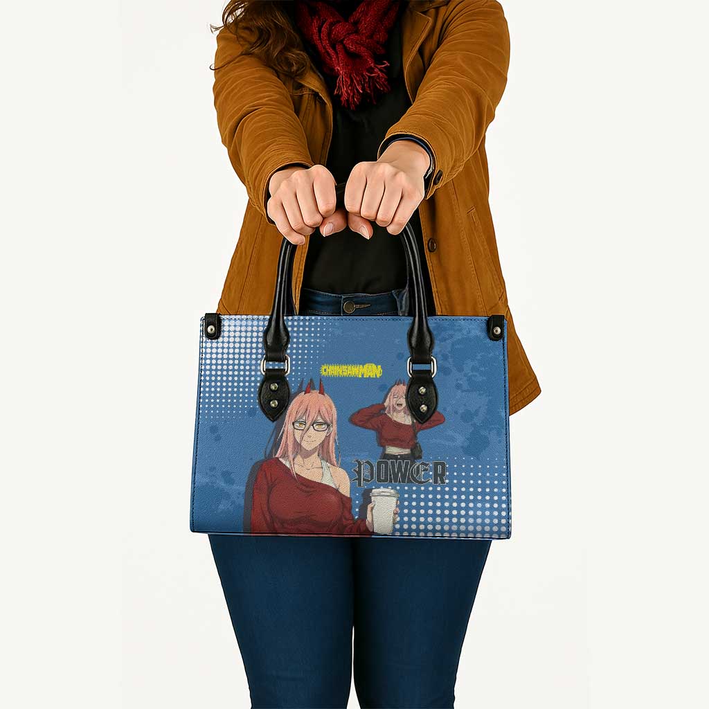 Power Chainsaw Man in Street Chic Leather Bag Bold Blue Anime Aesthetic with Power
