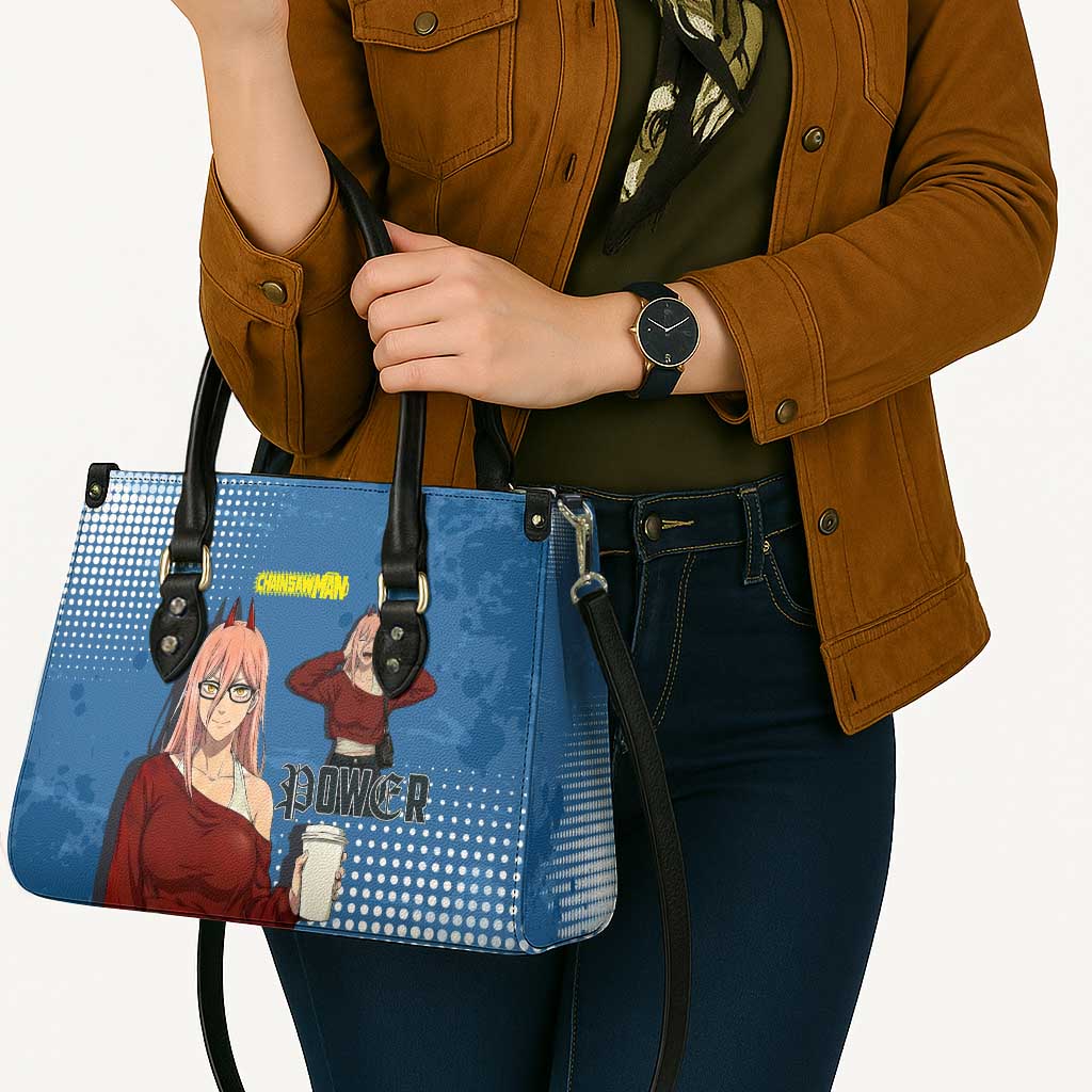 Power Chainsaw Man in Street Chic Leather Bag Bold Blue Anime Aesthetic with Power