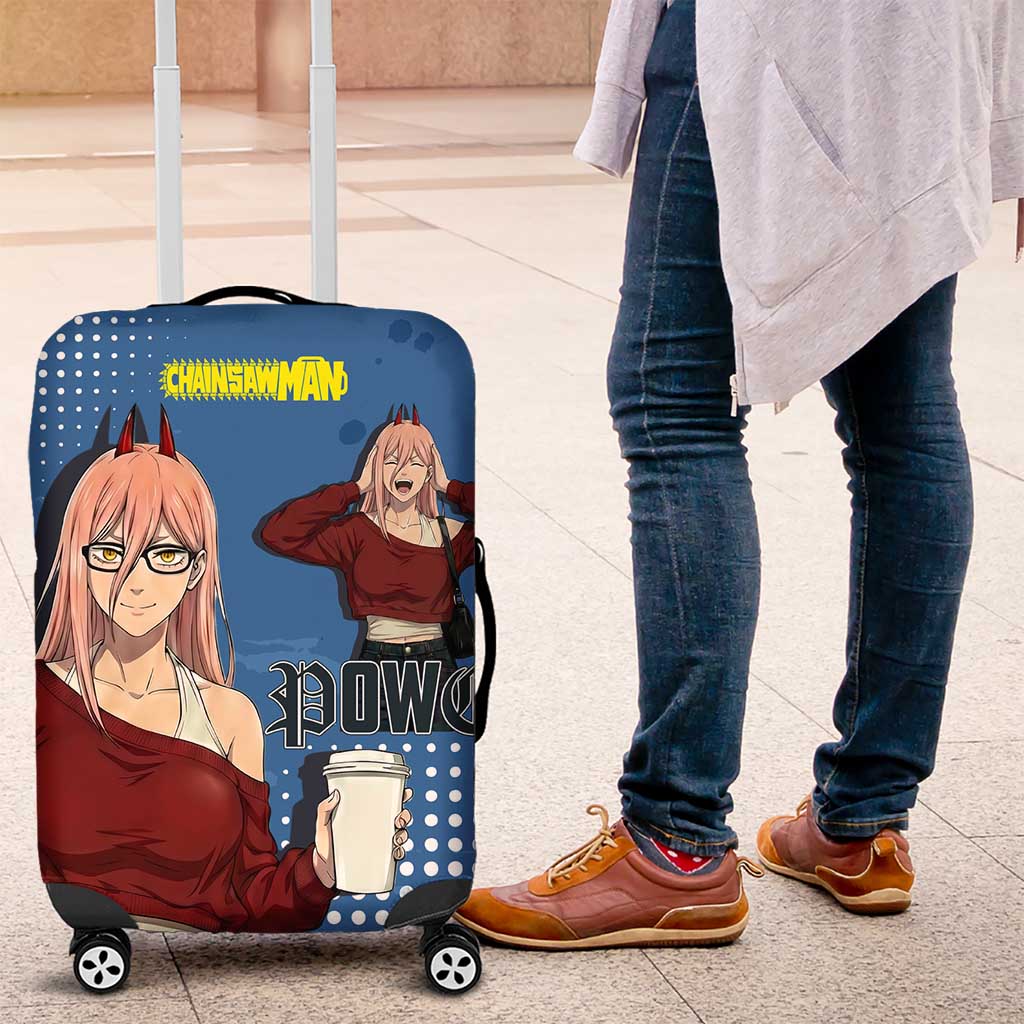 Power Chainsaw Man in Street Chic Luggage Cover Bold Blue Anime Aesthetic with Power