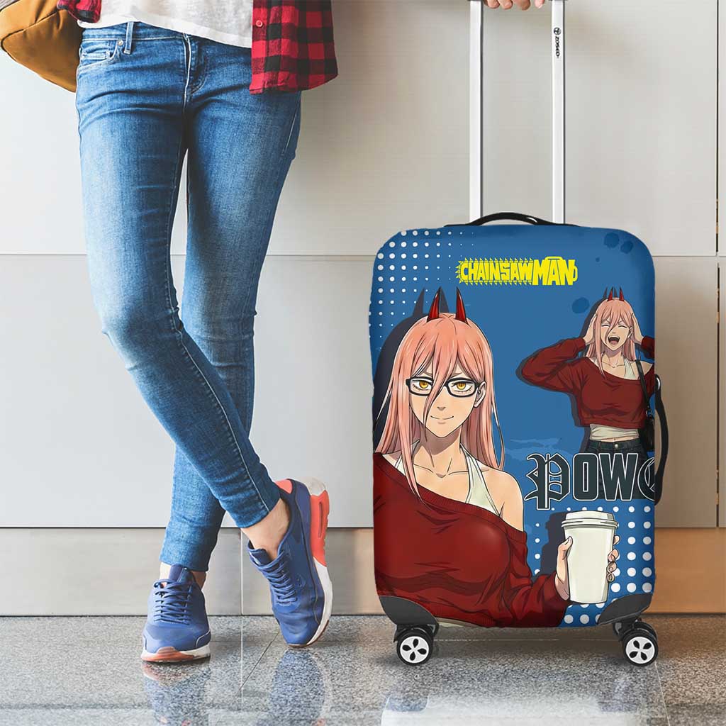 Power Chainsaw Man in Street Chic Luggage Cover Bold Blue Anime Aesthetic with Power