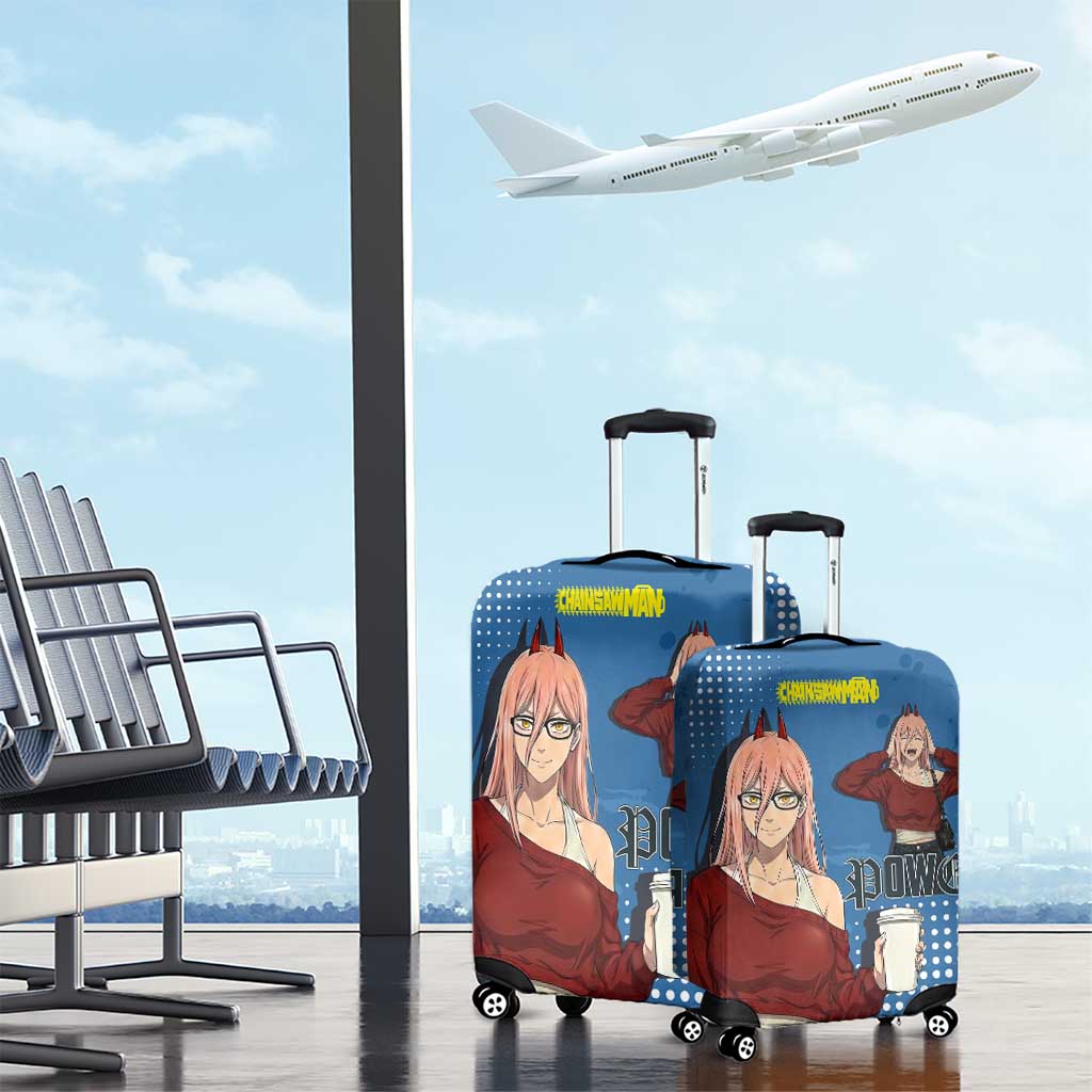 Power Chainsaw Man in Street Chic Luggage Cover Bold Blue Anime Aesthetic with Power