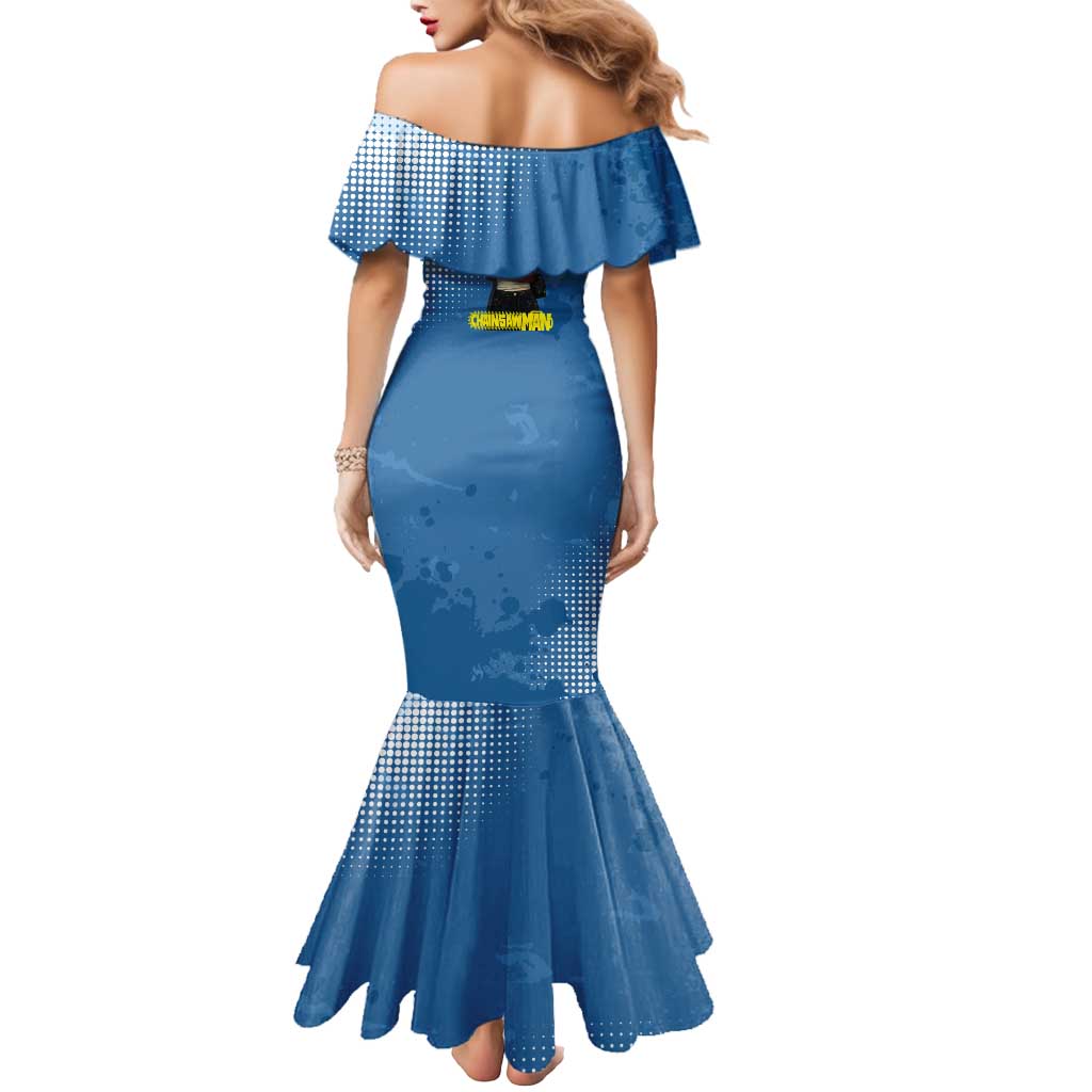 Power Chainsaw Man in Street Chic Mermaid Dress Bold Blue Anime Aesthetic with Power