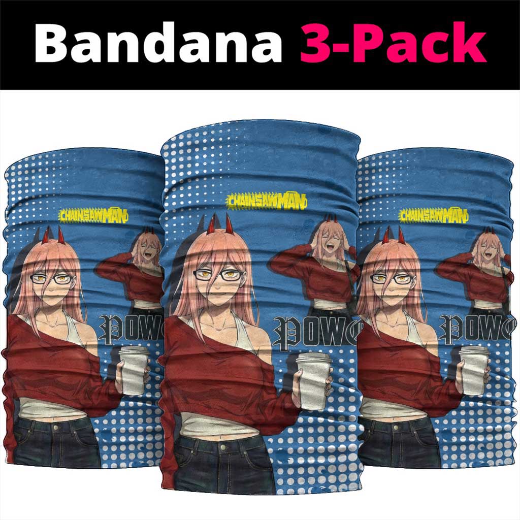 Power Chainsaw Man in Street Chic Neck Gaiter Bold Blue Anime Aesthetic with Power