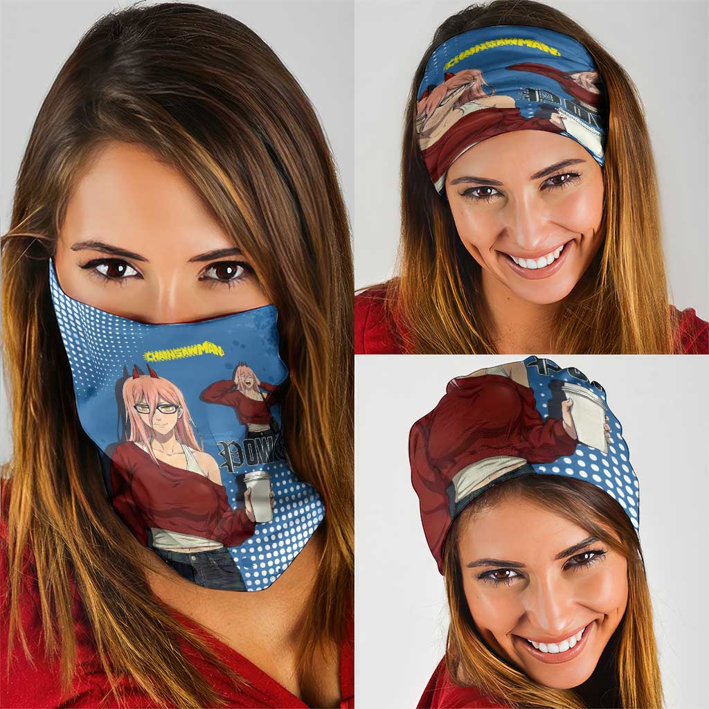 Power Chainsaw Man in Street Chic Neck Gaiter Bold Blue Anime Aesthetic with Power