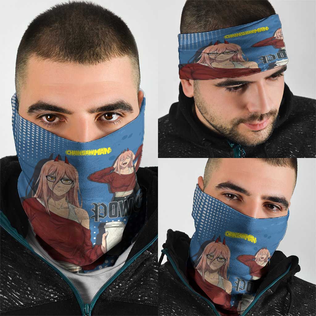 Power Chainsaw Man in Street Chic Neck Gaiter Bold Blue Anime Aesthetic with Power