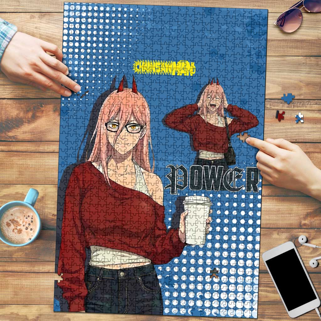 Power Chainsaw Man in Street Chic Puzzle Bold Blue Anime Aesthetic with Power