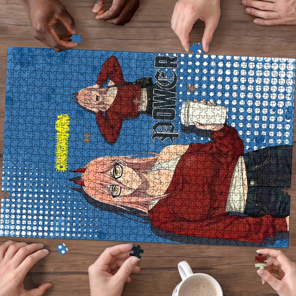 Power Chainsaw Man in Street Chic Puzzle Bold Blue Anime Aesthetic with Power