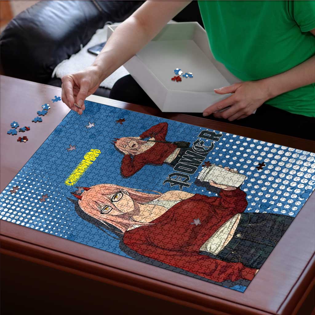 Power Chainsaw Man in Street Chic Puzzle Bold Blue Anime Aesthetic with Power