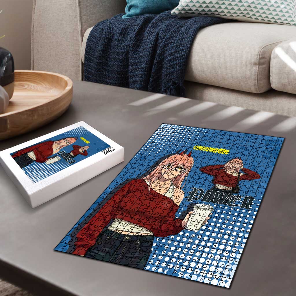 Power Chainsaw Man in Street Chic Puzzle Bold Blue Anime Aesthetic with Power