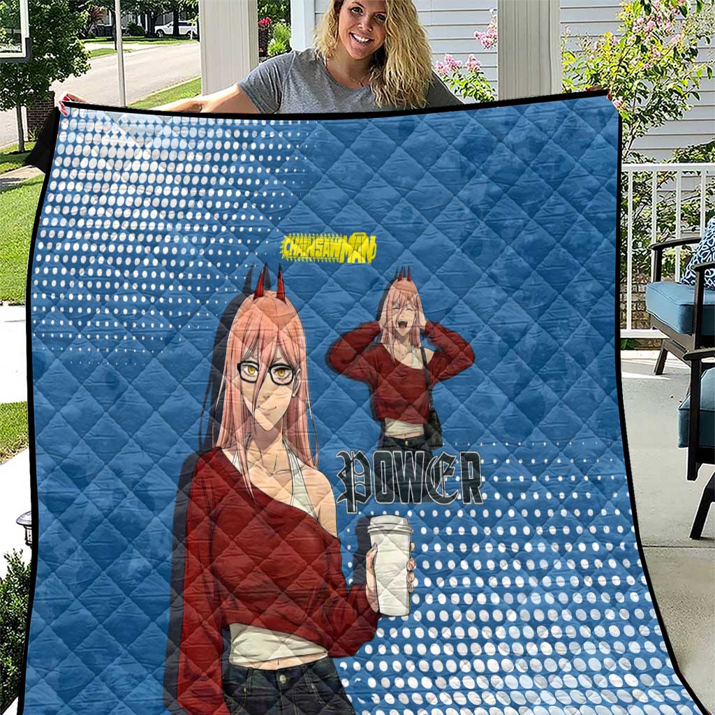 Power Chainsaw Man in Street Chic Quilt Bold Blue Anime Aesthetic with Power