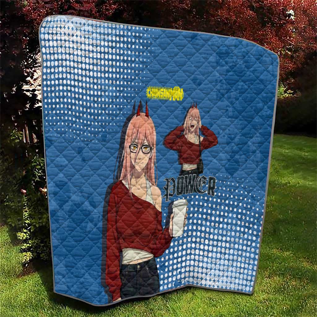 Power Chainsaw Man in Street Chic Quilt Bold Blue Anime Aesthetic with Power