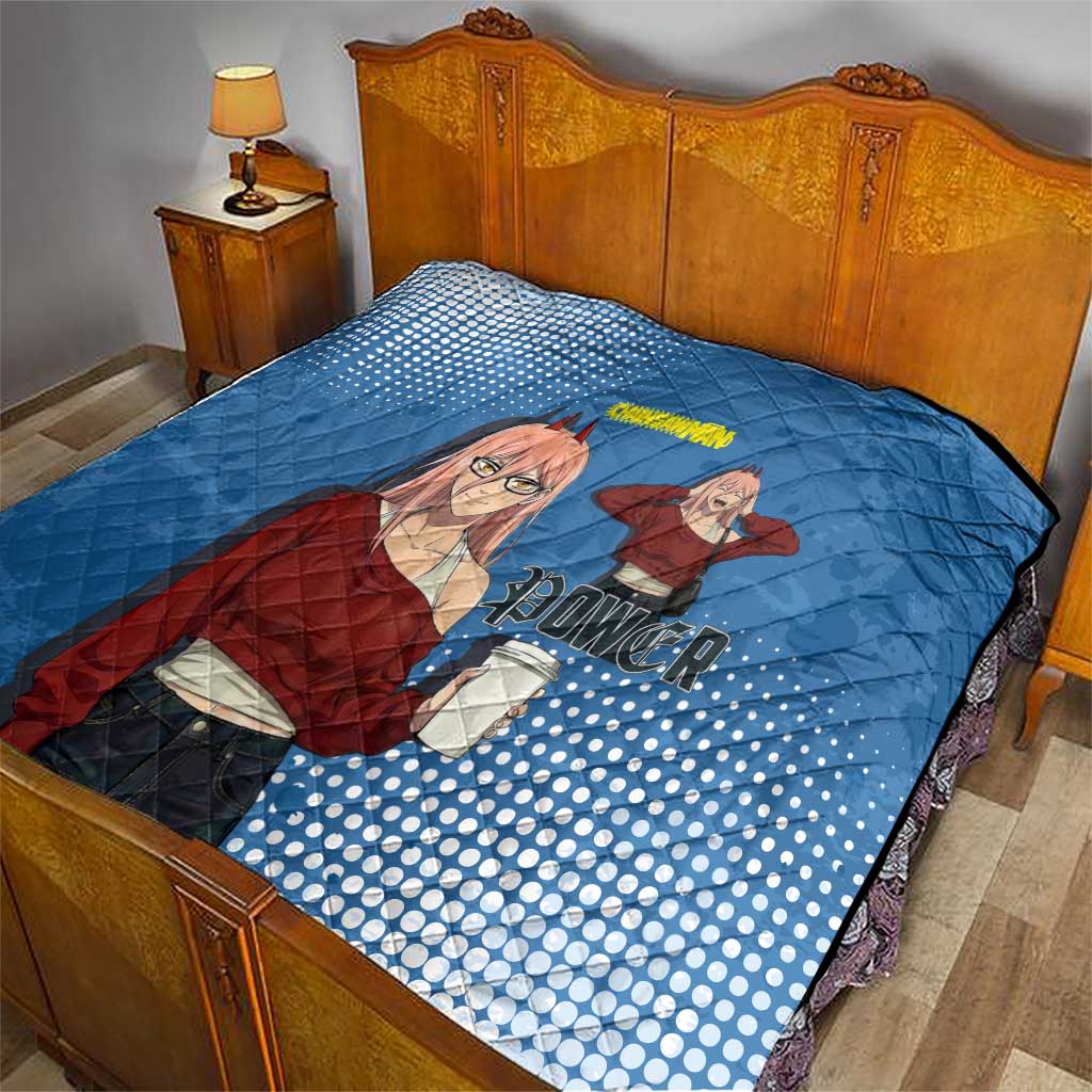 Power Chainsaw Man in Street Chic Quilt Bold Blue Anime Aesthetic with Power
