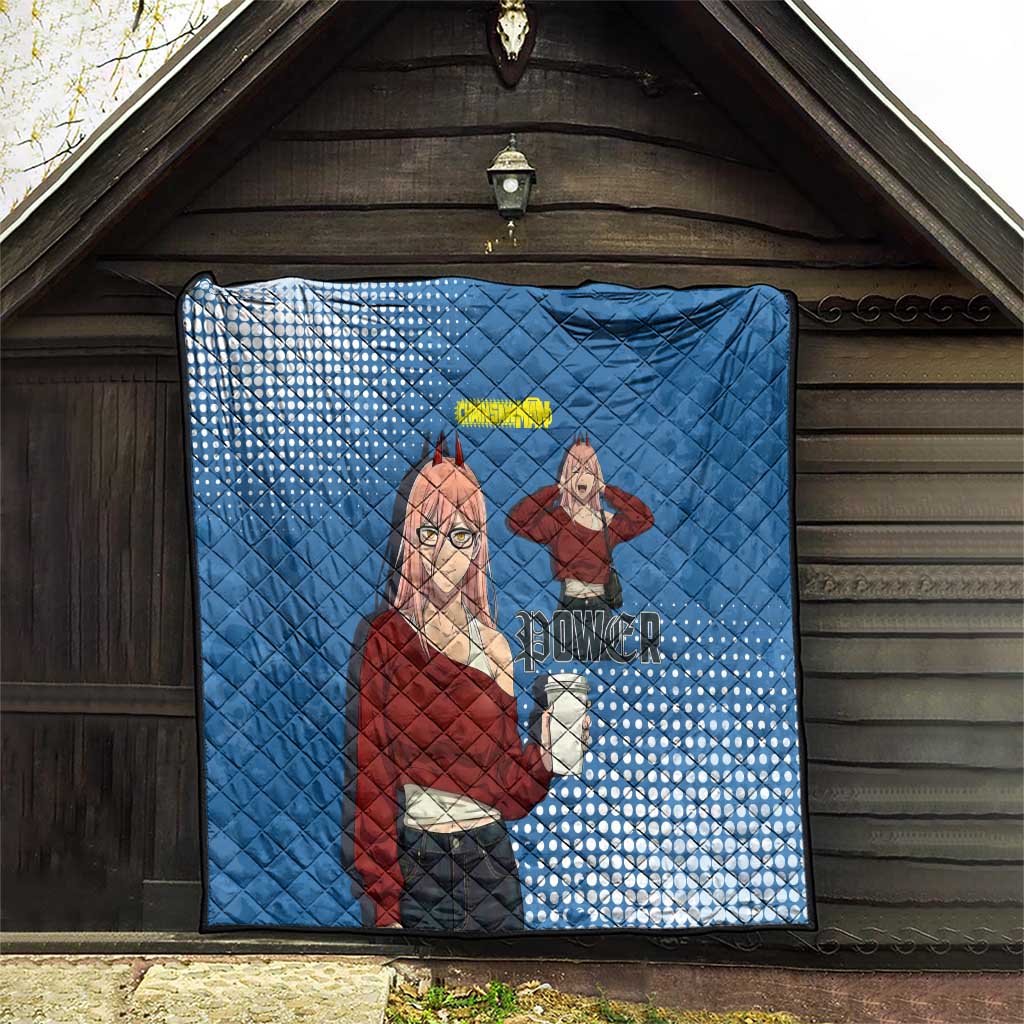 Power Chainsaw Man in Street Chic Quilt Bold Blue Anime Aesthetic with Power