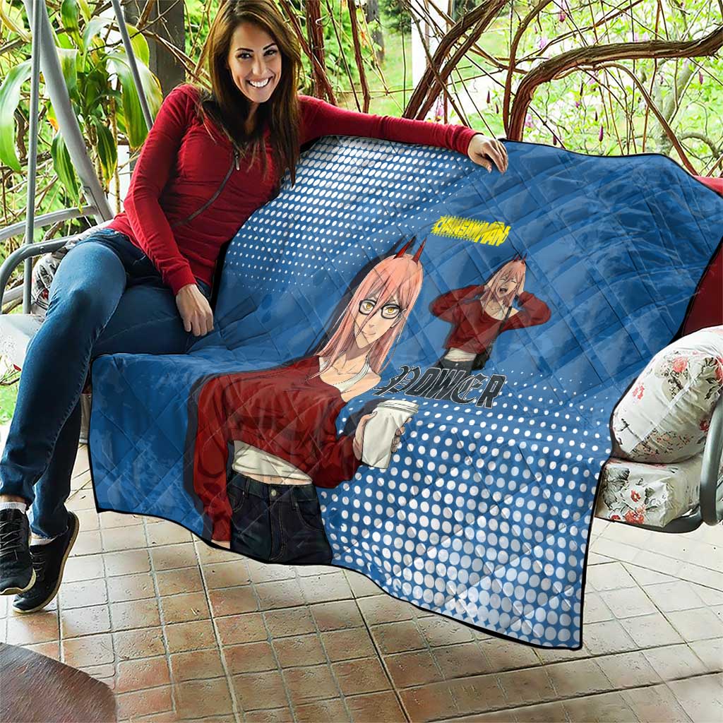 Power Chainsaw Man in Street Chic Quilt Bold Blue Anime Aesthetic with Power