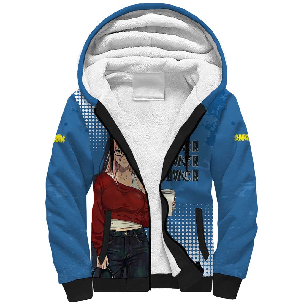 Power Chainsaw Man in Street Chic Sherpa Hoodie Bold Blue Anime Aesthetic with Power