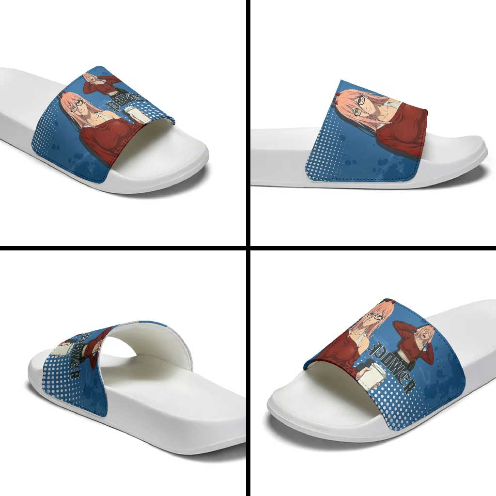 Power Chainsaw Man in Street Chic Slide Sandals Bold Blue Anime Aesthetic with Power