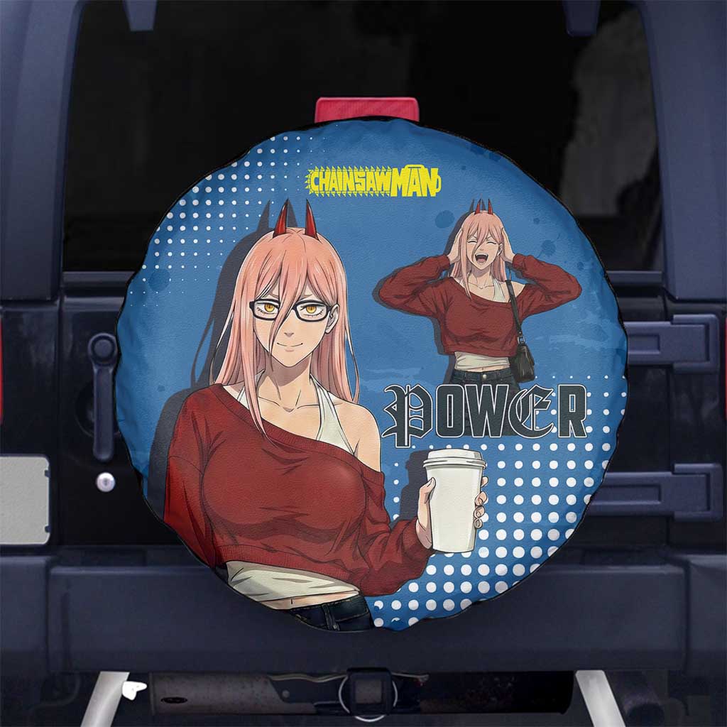 Power Chainsaw Man in Street Chic Spare Tire Cover Bold Blue Anime Aesthetic with Power