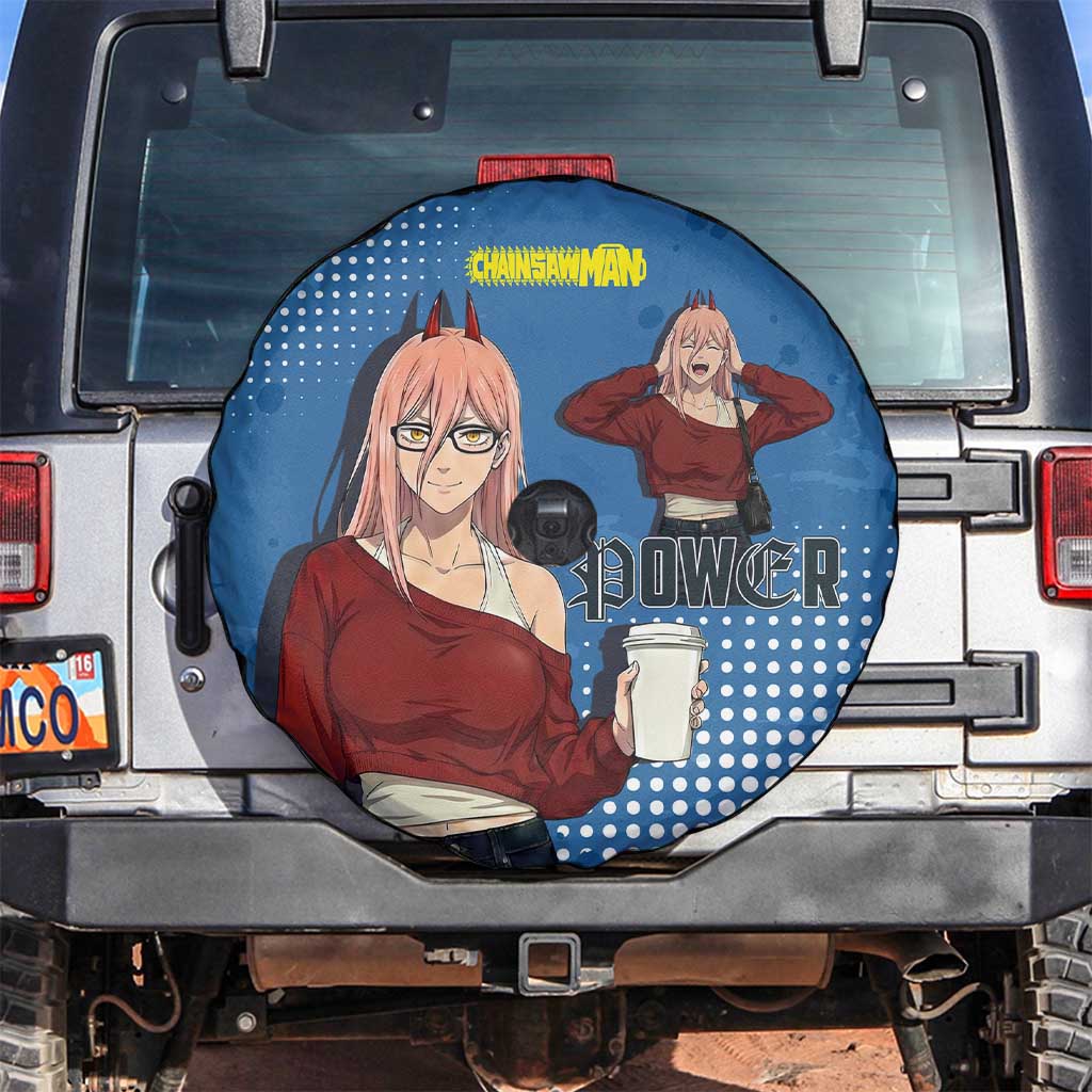 Power Chainsaw Man in Street Chic Spare Tire Cover Bold Blue Anime Aesthetic with Power