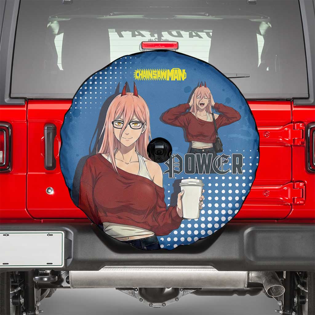 Power Chainsaw Man in Street Chic Spare Tire Cover Bold Blue Anime Aesthetic with Power