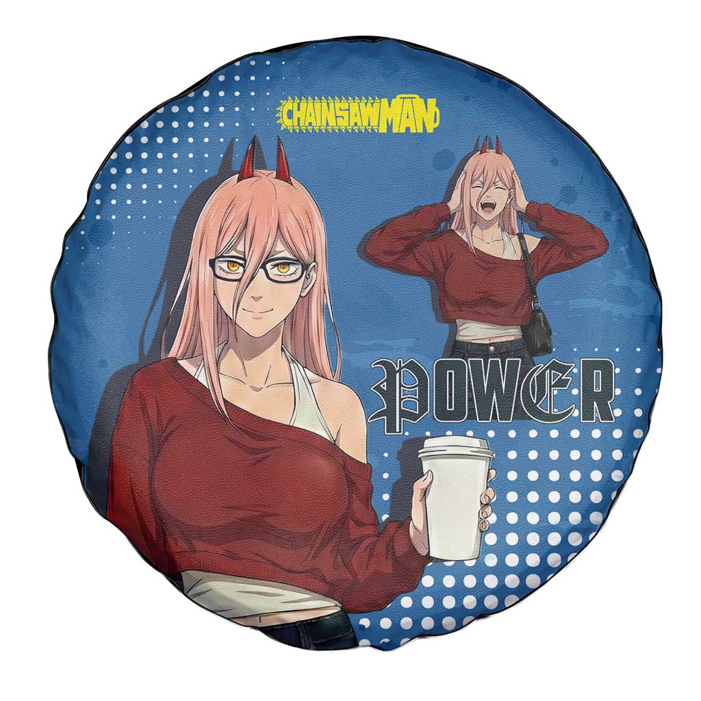 Power Chainsaw Man in Street Chic Spare Tire Cover Bold Blue Anime Aesthetic with Power
