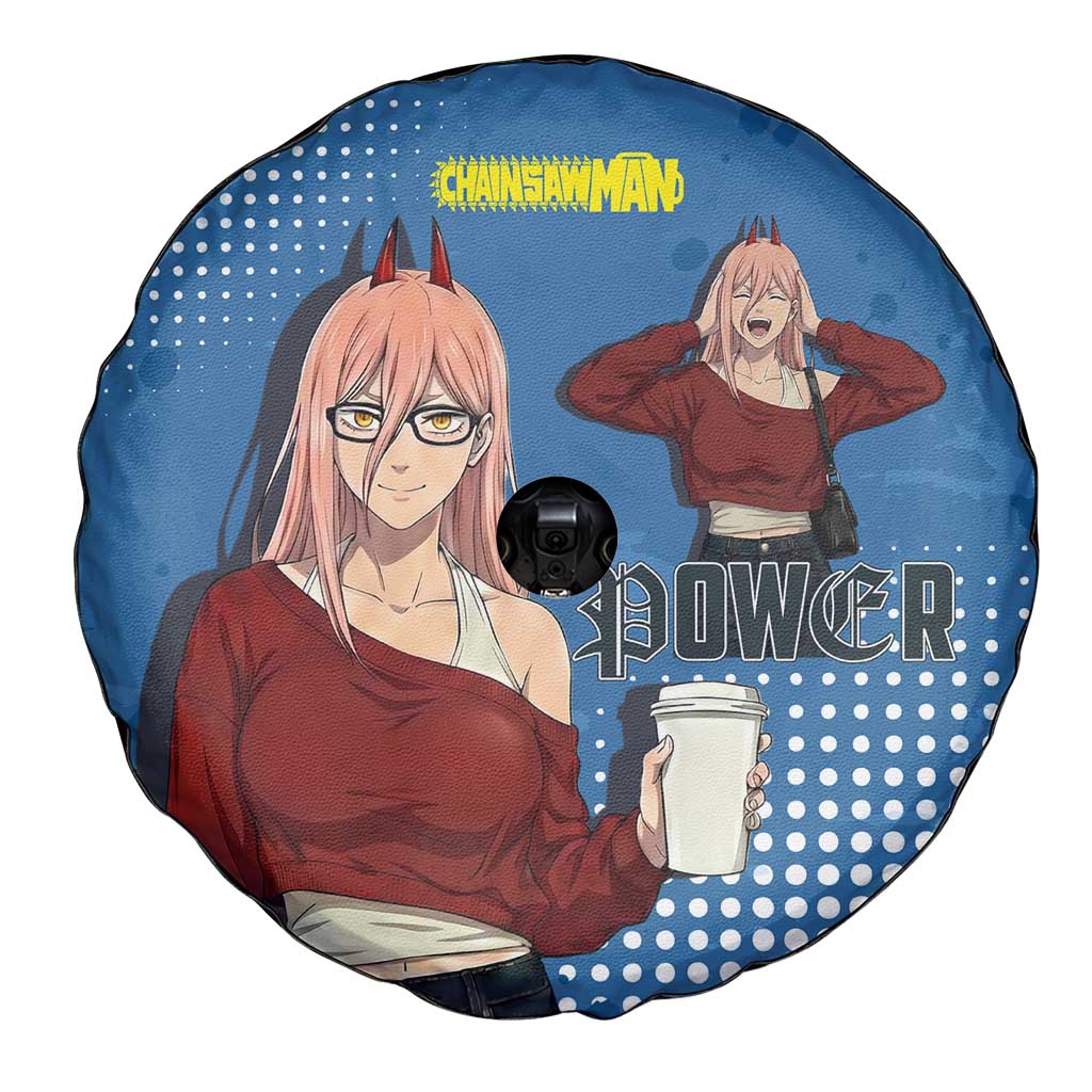 Power Chainsaw Man in Street Chic Spare Tire Cover Bold Blue Anime Aesthetic with Power