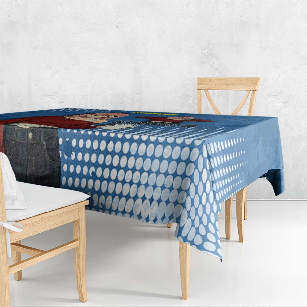 Power Chainsaw Man in Street Chic Tablecloth Bold Blue Anime Aesthetic with Power