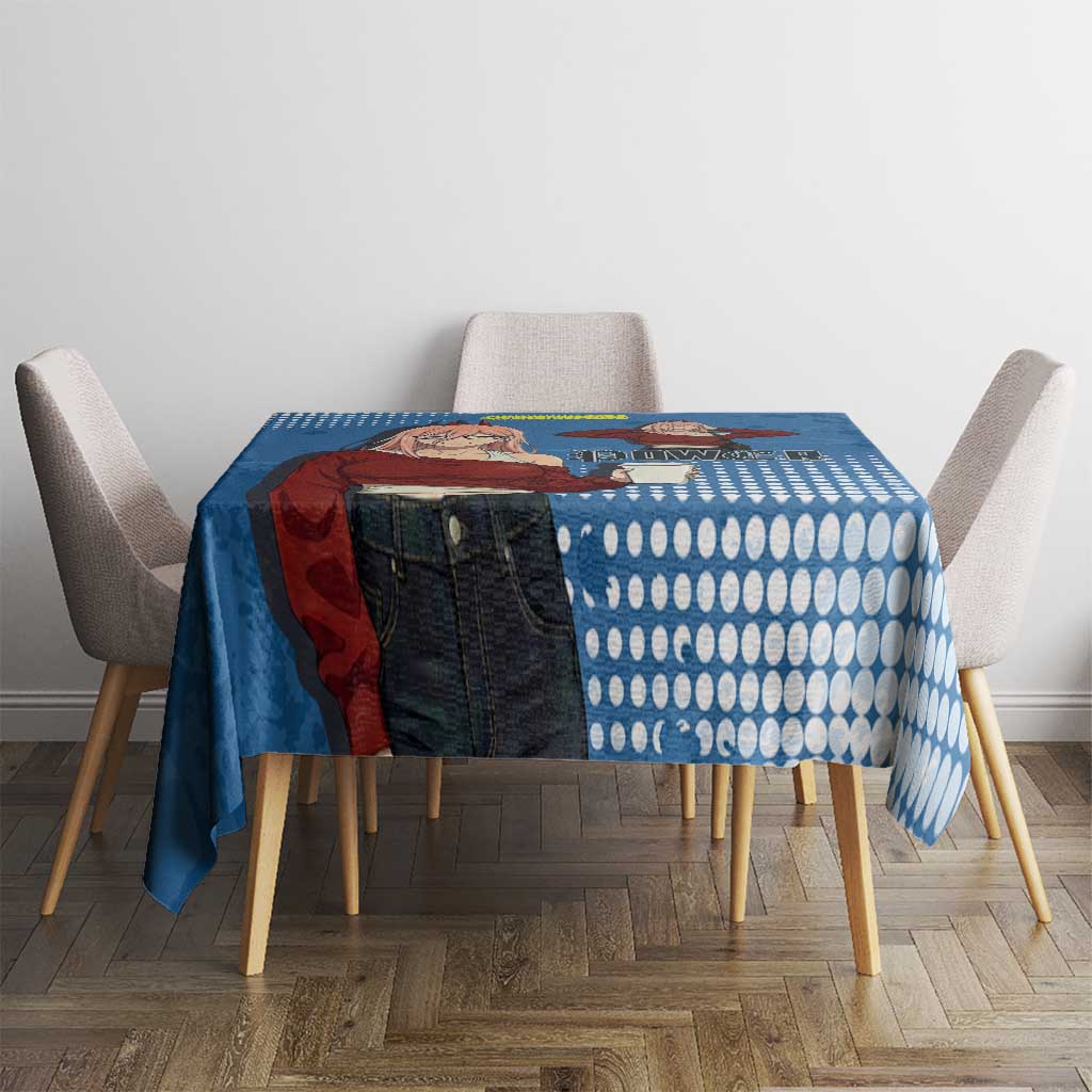 Power Chainsaw Man in Street Chic Tablecloth Bold Blue Anime Aesthetic with Power