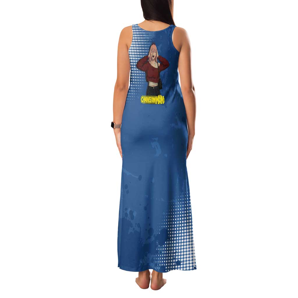 Power Chainsaw Man in Street Chic Tank Maxi Dress Bold Blue Anime Aesthetic with Power