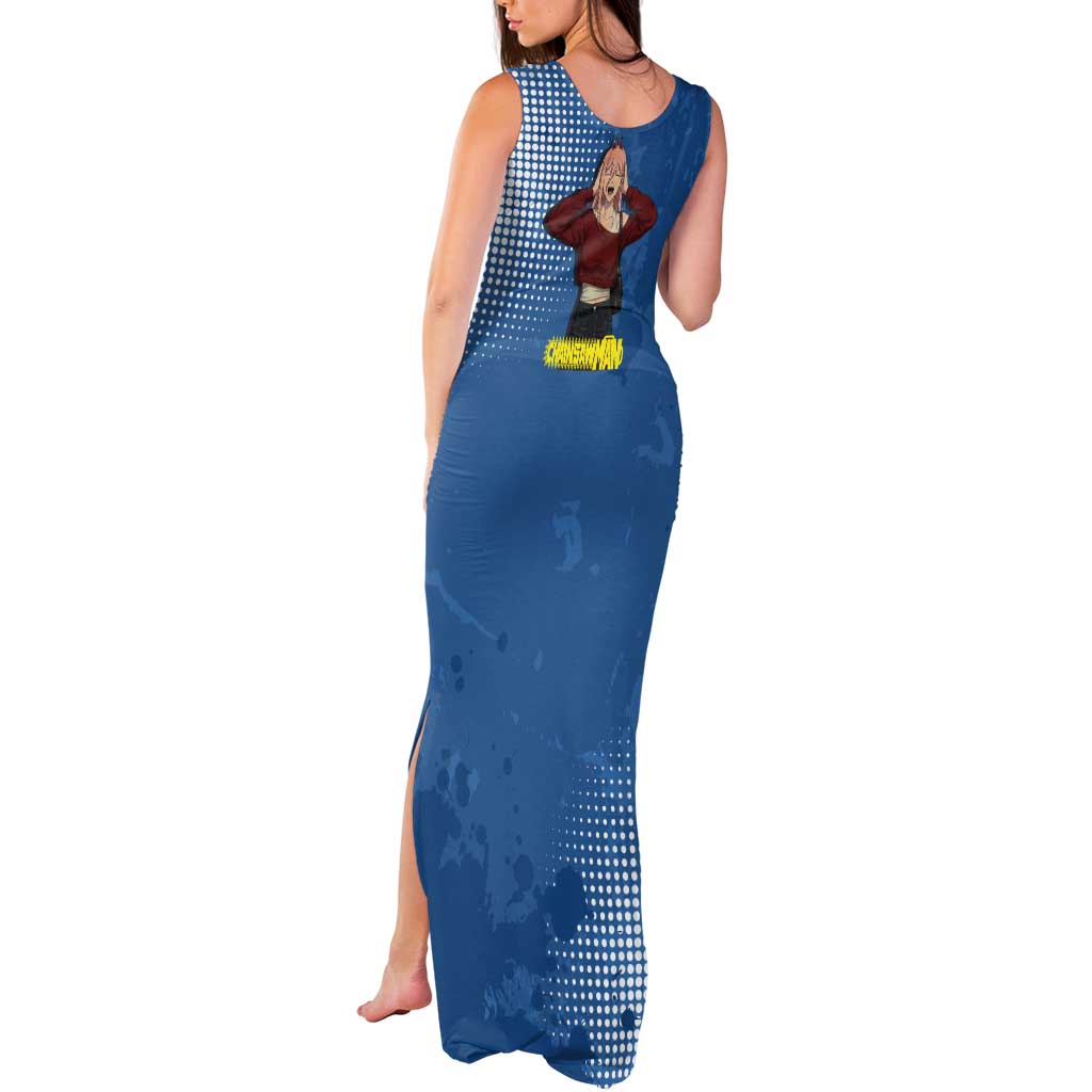Power Chainsaw Man in Street Chic Tank Maxi Dress Bold Blue Anime Aesthetic with Power