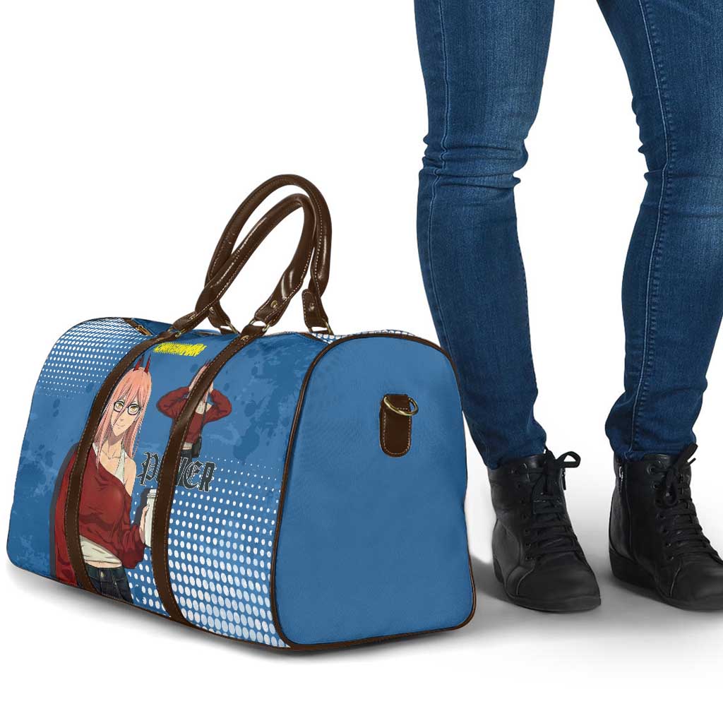 Power Chainsaw Man in Street Chic Travel Bag Bold Blue Anime Aesthetic with Power