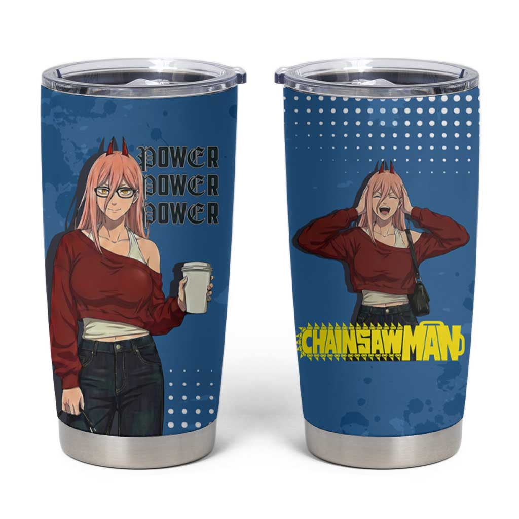 Power Chainsaw Man in Street Chic Tumbler Cup Bold Blue Anime Aesthetic with Power