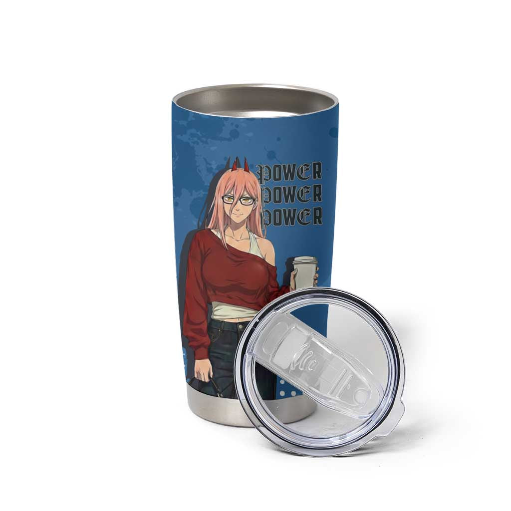 Power Chainsaw Man in Street Chic Tumbler Cup Bold Blue Anime Aesthetic with Power