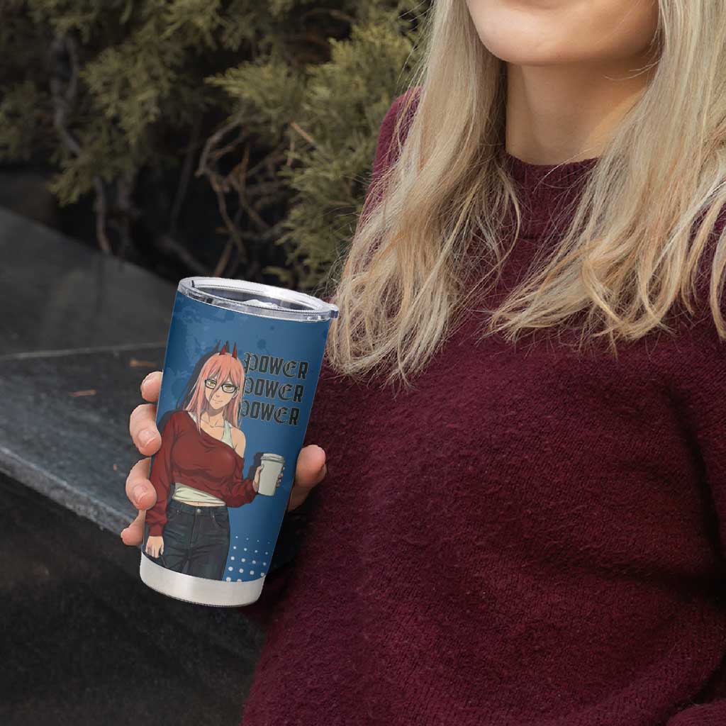 Power Chainsaw Man in Street Chic Tumbler Cup Bold Blue Anime Aesthetic with Power